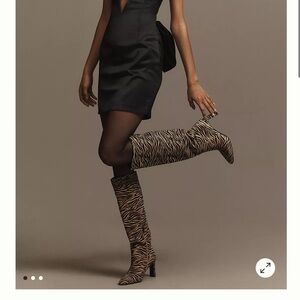 Anthropologie Black and Tan Heeled Boots